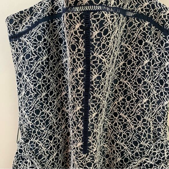 Banana Republic Belted Jumpsuit with Ladder Lace in Navy/Cream - Picture 5 of 11
